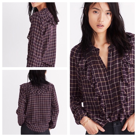 ruffle plaid top
